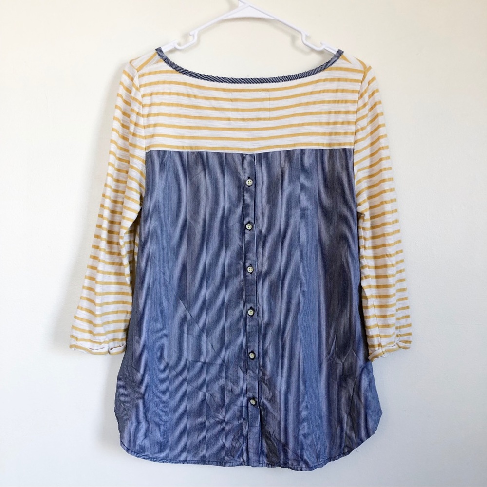 anthropologie postmark | striped back button top